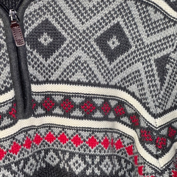 Izod Men’s Fair Isles Sweater Size L Gray 1/4 Zip Pullover Mock Neck Knit Nordic - Picture 2 of 7